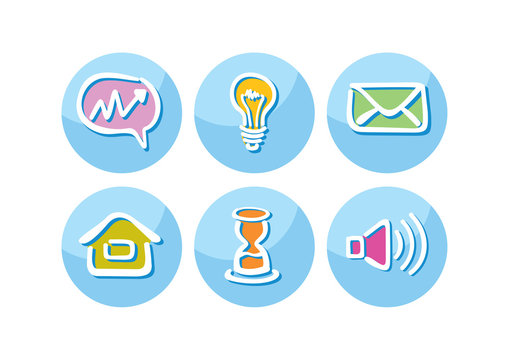 Set of business icons lightbulb megaphone paper