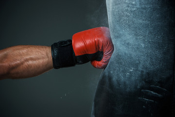 Boxing training and Punching bag - obrazy, fototapety, plakaty