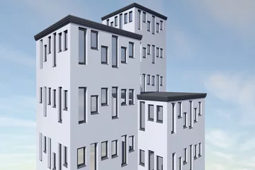 Fototapeten Drie hoge appartementen gebouwen © emieldelange