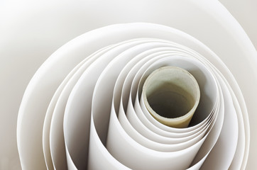 Topshot macro Paper roll spiral in a printshop