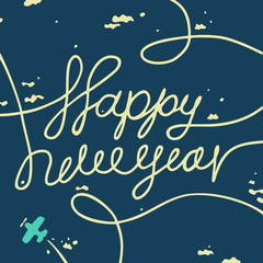 Airplane in the sky wrote the new year