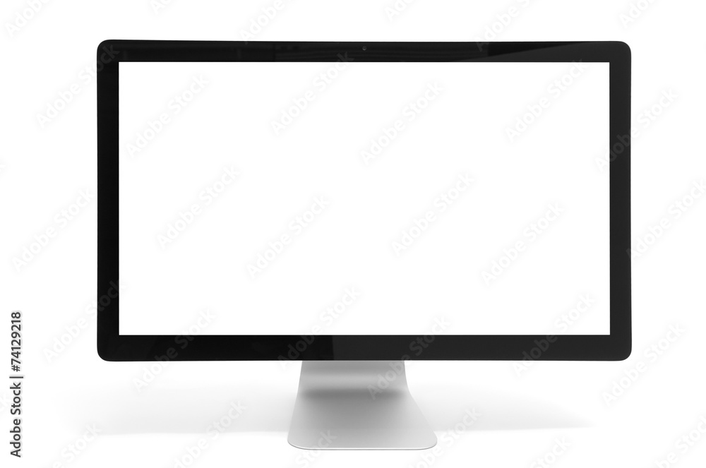 Wall mural computer monitor with blank screen