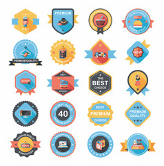 shopping badge banner flat design background set, eps10