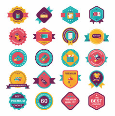 shopping badge banner flat design background set, eps10