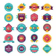 shopping badge banner flat design background set, eps10