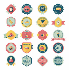 shopping badge banner flat design background set, eps10