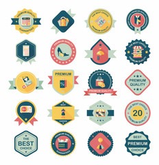 shopping badge banner flat design background set, eps10