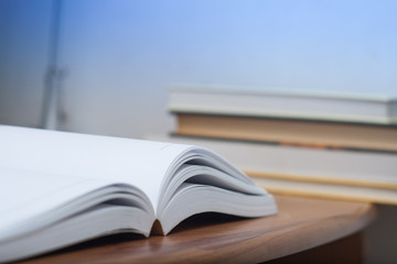 Open book on work table