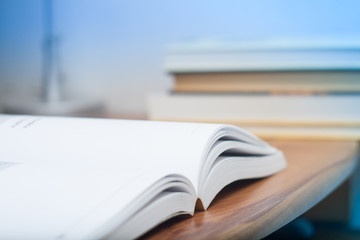 Open book on work table