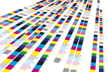Color reference bars of printing process in printshop
