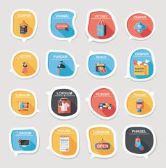 shopping speech bubble flat design background set, eps10
