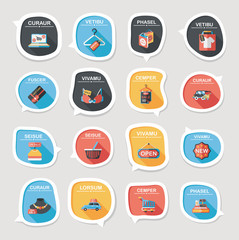 shopping speech bubble flat design background set, eps10