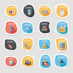 shopping speech bubble flat design background set, eps10