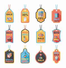 shopping tag banner flat design background set, eps10