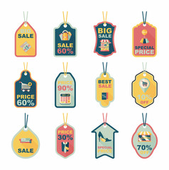 shopping tag banner flat design background set, eps10