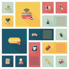 shopping ui flat design background set, eps10
