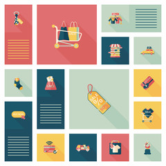 shopping ui flat design background set, eps10