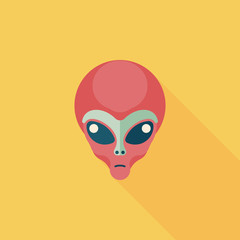 Space alien flat icon with long shadow,eps10