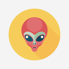 Space alien flat icon with long shadow,eps10