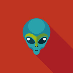 Space alien flat icon with long shadow,eps10