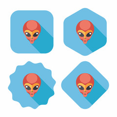 Space alien flat icon with long shadow,eps10
