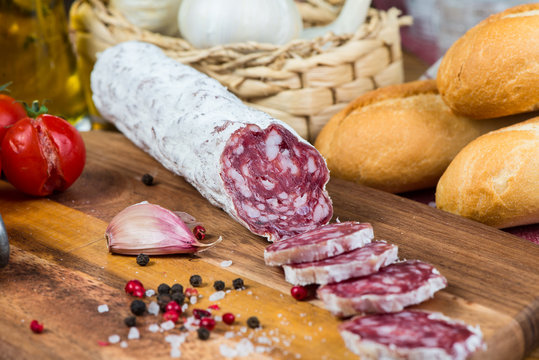 salami with garlic and pepper