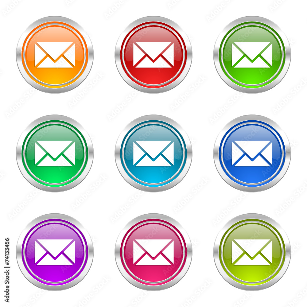 Poster email colorful vector icons set