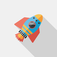 Space rocket flat icon with long shadow,eps10