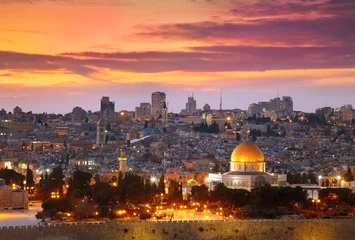 Zelfklevend Fotobehang Uitzicht op de oude stad van Jeruzalem. Israël © SJ Travel Footage