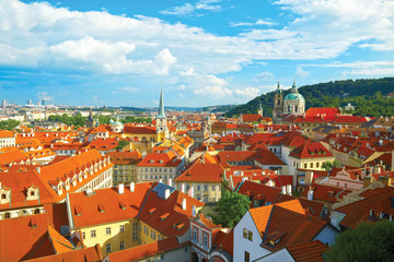 Fototapeta na wymiar Cityscape of Prague with cathedral of St. Nicholas