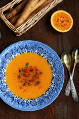 Pumpkin cream soup with orange