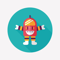 Space robot flat icon with long shadow,eps10