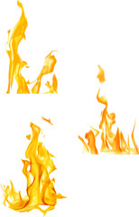 three orange flames on white illustration
