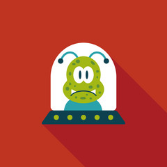 Space UFO flat icon with long shadow, eps10