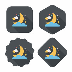 Space moon and star flat icon with long shadow,eps10