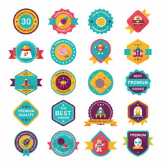 Space badge banner flat design background set, eps10