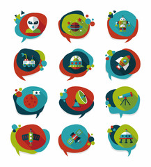 Space speech bubble flat design background set, eps10
