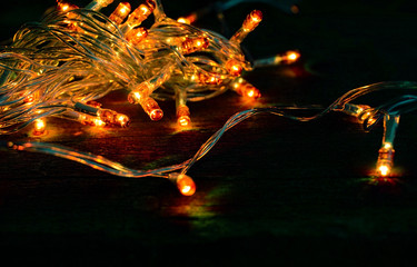 Fototapeta na wymiar christmas decoration lights garland.
