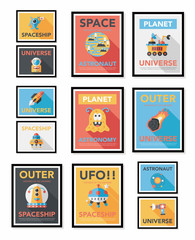 Fototapeta premium Space poster banner flat design background set, eps10