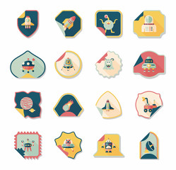 Space stickers banner flat design background set, eps10