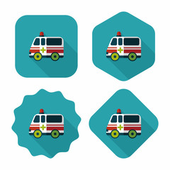 ambulance car flat icon with long shadow,eps10