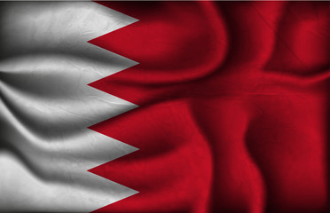 crumpled flag of Bahrain on a light background