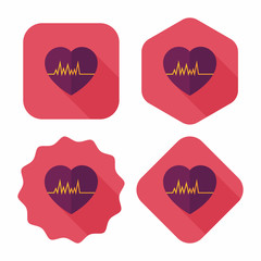 ECG flat icon with long shadow, eps10