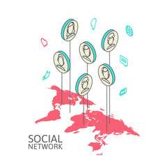 Conceptual image with social networks. Flat isometry