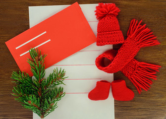 Letter to Santa Claus with a red envelope.
