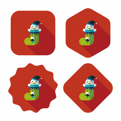 Christmas stocking flat icon with long shadow,eps10
