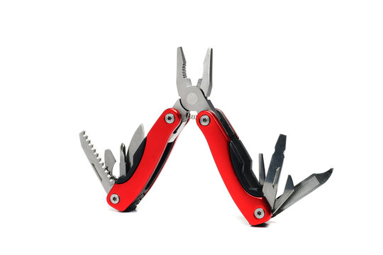 pocket multi tool pliers with red handles