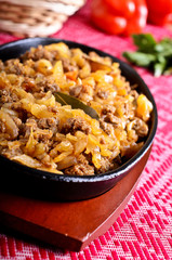 Cabbage stewed with meat