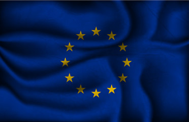 crumpled flag of european union on a light background