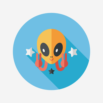 Space alien flat icon with long shadow,eps10